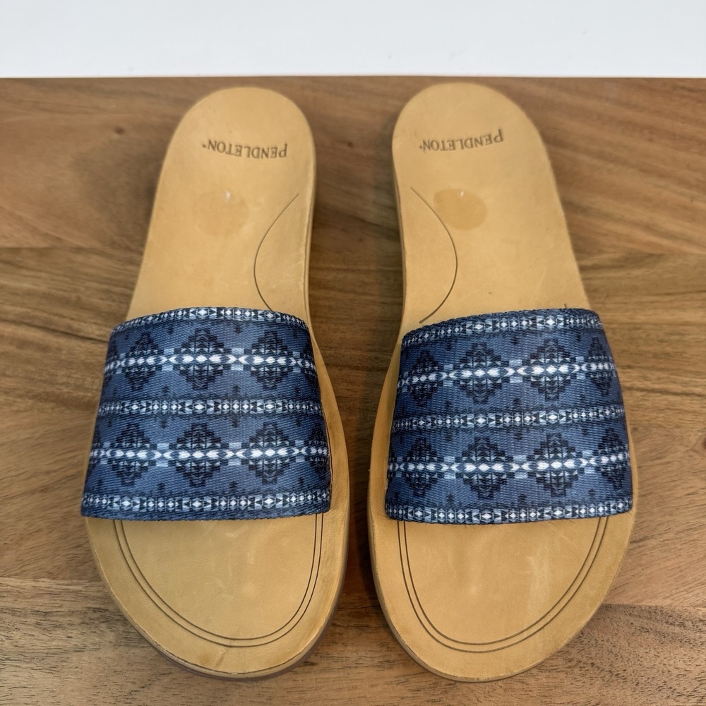 New Womens Pendleton Desert Dawn Slide Blue Sandals Shoes Size 8 M